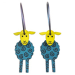 Les Tr&eacute;sors De Lily [Q9719] - Cr&eacute;oles artisanales 'Marionettes' turquoise vert (mouton) - 18 mm- 25x10 mm t&uuml;rkiissinine
