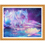 Teemanttikandid Dragon Lotus 3D Teemantmaal Ristpistes Pilt kividest t&auml;isring 20X30CM