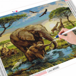 5D DIY t&auml;is &uuml;mmargune ruudukujuline teemantmaaling elevandiga kivikivist teemanttikandite komplekt, loomade k&auml;sit&ouml;&ouml; komplekt k&auml;sitsi valmistatud kingitus Full Round (20X30CM)