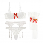 Varsbaby Christmas Push Up rinnahoidjad + stringid + sukahoidjad + sukad pesukomplektid 32A valge