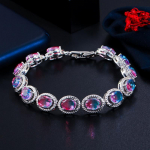 WWJ Mystic Rainbow v&auml;rvilised ovaalsed kuupmeetrist tsirkooniumoksiidist tennisek&auml;ev&otilde;rud sinine/lilla