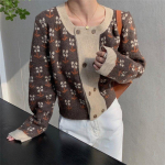 Vintage s&uuml;gisene uus kardigan naiste kaherealine žakaarkootud kampsun Harajuku Korea moe naiste kampsun One Size pruun