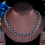CMM Kvaliteetne h&otilde;bedane Cubic Zirconia Choker kaelakee k&otilde;rvar&otilde;ngaste komplekt