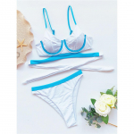 Splicing Mid Waist Bikini Female Swimsuit Women Swimwear Two-pieces Bikini set Padded Bather Bathing Suit Swim Lady