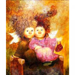 3D-teemanttikandid maalid ristpistega &uuml;mmargused kivist maalid inglihaldjad Full Round 20x25CM