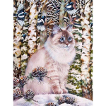 5D Teemantmaaling Kass Talvine K&auml;sit&ouml;&ouml; Teemanttikandid Loom Kass Mosaiik Rhinestone Pilt N&auml;put&ouml;&ouml; K&auml;sit&ouml;&ouml; Hobi Full Round 20x30CM