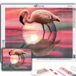 Teemantmaaling Animal Flamingo Tikand Ristpistes Rhinestone Home Decor Full Round 20X30CM