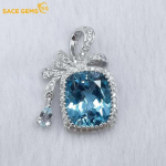 SACE GEMS 925 Sterling Silver 10*12MM Topaasi ripatsiga kaelakee naistele sinine