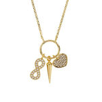 Les Tr&eacute;sors De Lily [R4944] - K&auml;sit&ouml;&ouml;na valmistatud h&otilde;bedast kaelakee  Good luck charm  valgest kullast - 14x5 mm (l&otilde;pmatus) valge