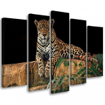 Viieosalise pildiga l&otilde;uendiprint Leopard Panther Cat Animal 100x70 oranž