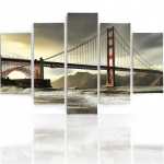 Viieosalise pildiga l&otilde;uendiprint Golden Gate Bridge 100x70 pruun