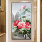 Suur roosa pojeng nat&uuml;&uuml;rmort teemantmaal ristpiste uus saabumine isetehtud rhinestone tikandid t&auml;ismosaiik kodu Dekoratsioon R332 Full Round 20x40CM