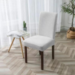 Elastsed s&ouml;&ouml;gitoolikatted Paks Jacquard-spandexist tooli kate s&ouml;&ouml;gitoa jaoks libisemisvastane k&ouml;&ouml;gitooli kate Kontoritooli kate 1-Pcs valge