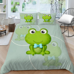 3D k&otilde;rglahutusega prinditud konnamustriga voodipesukomplekt v&auml;rske rohelise loomasuleteki ja padjap&uuml;&uuml;riga 2/3 t&uuml;kki AU/DE/US/UK kodukaunistusega Baby 100x135cm