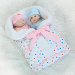 NPK nukukaksikute komplekt, 26 cm Mini Reborn, k&otilde;ik vin&uuml;&uuml;lnukud, armsad m&auml;nguasjad lastele s&uuml;nnip&auml;evaks kingituseks A Pair roosa/sinine