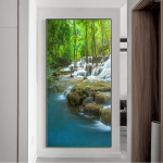 Maastik Looduslik kosk, l&otilde;uend Rohelise puu j&auml;rve lehtedest plakatid ja tr&uuml;kised Seinapilt Elutuba Kodukaunistus Ilma raamita 20cm&times;40cm NoFrame