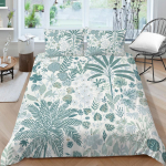Pere voodipesu &Uuml;he kaheinimesevoodi t&auml;issuuruses Plant Printing seeria voodipesu lehtede mustriga padjap&uuml;&uuml;r ja tekikate pestav kodukaunistus UK Single 135x200cm