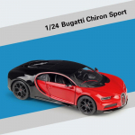 1:24 suuremahulist Bugatti Chironi automudeli m&auml;nguasju poiste m&auml;nguasjadele vanuses 3&ndash;12, tagasit&otilde;mmatavad s&otilde;idukid koos muusika uste ja avatava kapotiga 1/24-19x8.5x4.5cm punane