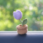Handwoven mini potted crochet yarn sunflower car interior center console decoration decorations car interior tulbi v&auml;rv