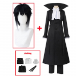 Anime Bungo hulkuvad koerad Akutagawa Ryunosuke Cosplay kost&uuml;&uuml;m Trench Mantel must vormiriietus Halloweeni j&otilde;ulupeo riided L-(Suit+Wig)