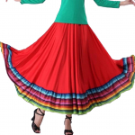 Swing seelik Flamenco ballisaali kost&uuml;&uuml;m tantsuriided uhke kleit pikk seelik tantsulava esinemiseks L 87cm punane