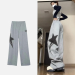 Vintage dressip&uuml;ksid naistele Hip Hop laia s&auml;&auml;rega p&uuml;ksid Harajuku Print vabaaja p&uuml;ksid Korea lahtised dressip&uuml;ksid Suured p&uuml;ksid naistele Y2k Style M hall v&auml;rv