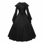 Must vintage v&ouml;&ouml;ga Halloweeni gooti stiilis vintage esituskleit keskaegne pitsist varrukatega kleit XXL must