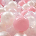 KiddyMoon 50 Balls 7cm/2.75in pehmest plastikust m&auml;ngupallid lastele v&auml;rvilised sertifitseeritud made in eu, heleroosa/p&auml;rl/l&auml;bipaistev 50 Balls/7cm-2.75in