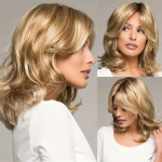 Shaggy Wave parukad naistele S&uuml;nteetilised v&otilde;ltsjuuksed Ombre blond parukas Tume juurtega Naturaalsed klassikalised parukad Kuumakindel kuld