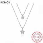 Kahekihilised tsirkooniumoksiidist t&auml;ht 925 h&otilde;bedast kaelakeed naistele l&uuml;hikese ketiga kaelakeed S-N390