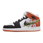 Air Jordan 1 Mid GS Lillelised Laste Tossud Oranž Valge Must DQ8390-100 36.5