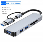 8 in 2 C-t&uuml;&uuml;pi dokkimisjaam USB splitteri adapter USB C jaotur 5Gbps kiire edastus USB 3.0 2.0 3.5 helipistiku SD/TF-kaardilugeja OTG-adapter 5 in 2