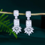 CMM Bling valge ruudukujuline kuuptsirkooniumoksiid rippuvad pulmapeo pulmapeo k&otilde;rvar&otilde;ngad naistele CZ ehtekingitused h&otilde;be
