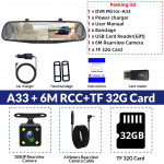 E-ACE auto-DVR peegli armatuurkaamera kahe objektiiviga tahavaate FHD 1080P automaatne armatuurkaamera videosalvesti registreerija With TF 32G Card