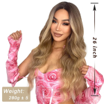 XINRANi pikad blondid parukad naistele S&uuml;nteetiline blond laineline parukas Naturaalse v&auml;limusega s&uuml;nteetiline m&auml;&auml;rdunud blond pikk parukas igap&auml;evaseks peol kasutamiseks 65CM