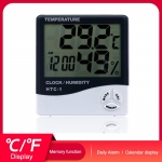 Majapidamistemperatuuri niiskuse m&otilde;&otilde;tur Digitaalne kell &auml;ratuskell Suure t&auml;psusega siseruumide hermomeeter valge