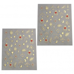 2 lehte p&auml;ikesek&uuml;&uuml;nte kleebised l&auml;ikivad isekleepuvad, mitte pleekivad l&auml;ikega isetegemine kolmem&otilde;&otilde;tmelised Golden Sliver Moon Star k&uuml;&uuml;nte plaastrid manik&uuml;&uuml;riks kuldne