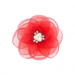 Camellia Shape Pross K&auml;sitsi valmistatud V&auml;ike lill DIY Pin Kunstp&auml;rlid Rhinestones Lillem&auml;rk Kaelarihm Kingad Kotid R&otilde;ivad Aksessuaarid kollane