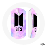 Juhtmeta hiir Bangtan Sonyeondan BTS logo abstraktne taust lilla sinine roosa
