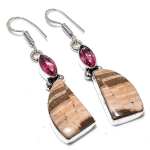 Natural Picture Jasper, Rubillite 925 Sterling Silver Gift Earring 2.17 n2o42