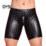 Meeste kunstnahast aluspesu Keskmise k&otilde;rgusega 3D U-kujuline U-kumer Snake Leopard Print l&uuml;hikesed p&uuml;ksid Alusp&uuml;ksid Venivad kitsad l&uuml;hikesed p&uuml;ksid lahe must v&auml;rv