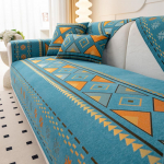 Bohemia &scaron;enillist diivanikate, geomeetrilise tikandiga diivani kate, m&ouml;&ouml;bli kaitsekate, libisemiskindlad diivanikatted elutoa sisekujunduseks 70x180cm sinine