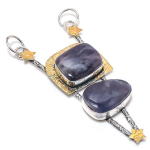 Natural Sunstone In Lolite Stone 925 Sterling Silver Two Tone Pendant 3.39 w6k25