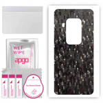 apgo Protective Skin Sticker for the back compatible with Motorola One Zoom, Wrap Film, Foil, Vinyl - Pattern Carbon Black Pixel