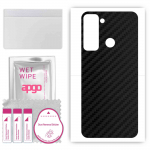 apgo Protective Skin Sticker for the back compatible with Tecno Pop 5 LTE, Wrap Film, Foil, Vinyl - Pattern Carbon Black