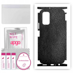 apgo Protective Skin Sticker for the back+sides compatible with Honor 30S, Full Wrap Film, Foil, Vinyl - Pattern Black Leather