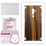 apgo kaitsev nahakleebis tagak&uuml;ljele ja k&uuml;lgedele, mis &uuml;hildub Oppo A5-ga (2020), T&auml;is&uuml;mbriskile, foolium, vin&uuml;&uuml;l &ndash; mustriga tiigerpuu