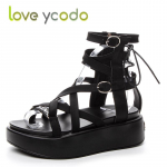 love ycodo Br&auml;ndi suvised Ice Silk Leica sandaalid, kui naiste paks tald suureneb, t&uuml;drukute ja &otilde;pilaste libisemiskindlad paksu tallaga vabaaja rannasandaalid 39 must