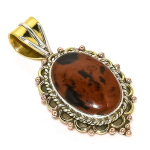 Looduslik mahagon obsidiaan kahev&auml;rviline 925 prooviga h&otilde;be ripats 1,50 s3Q85