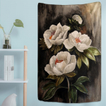 Elegantne valge lillega seinavaip tindiga lillemustriga, boheemlaslik ps&uuml;hhedeelne hipi kodudekoor 95x70cm